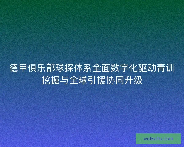 德甲俱乐部球探体系全面数字化驱动青训挖掘与全球引援协同升级