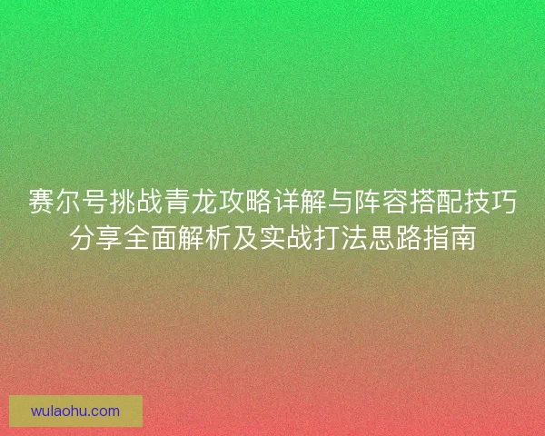赛尔号挑战青龙攻略详解与阵容搭配技巧分享全面解析及实战打法思路指南